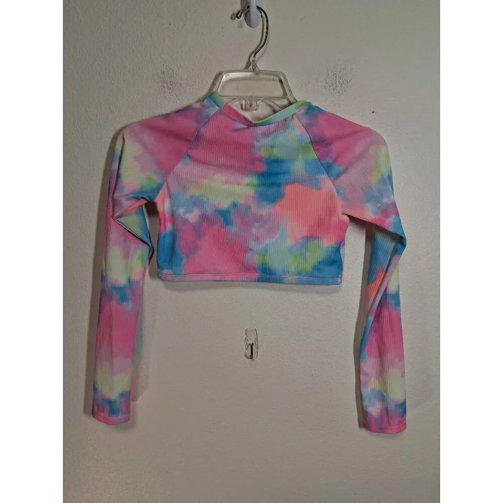 NWT Cat & Jack Swim Rash Guard Long Sleeve Summer Colorful Girls Size XL (14)